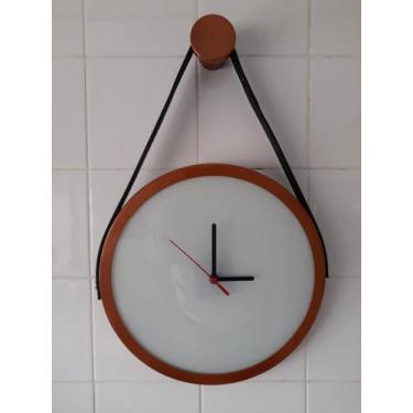 Imagem de Relogio Adnet Cobre Alça Preta Fundo Branco 40 Cm Pino Pendurar - REDU