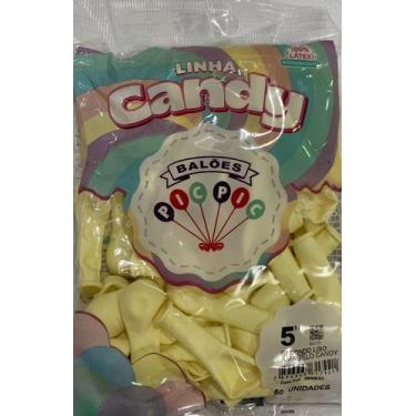 Imagem de BALÃO LISO REDONDO - PIC PIC Nº 05 -  AMARELO CANDY  - Pacote com 50 u