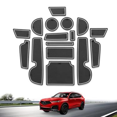 Imagem de Forro de console central de 16 peças para Acura MDX 2025 2022-2024 inserções de porta-copos para acura MDX 2025 tapetes antipoeira acessórios interiores (branco)