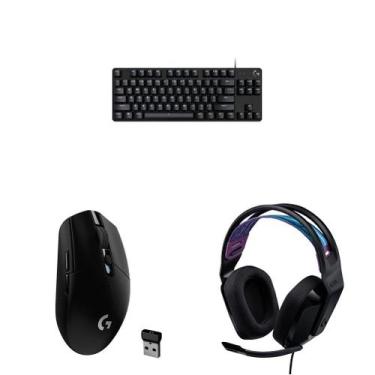 Imagem de Teclado + mouse + fone de ouvido Logitech TKL SE G305 G335 Preto - Log