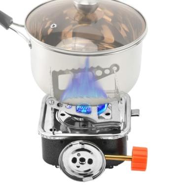 Imagem de Fogão de acampamento, fogão dobrável para churrasqueira – equipamento de acampamento, fogão externo de alta eficiência, queimador de mochila leve para viagens de caça, expedições de