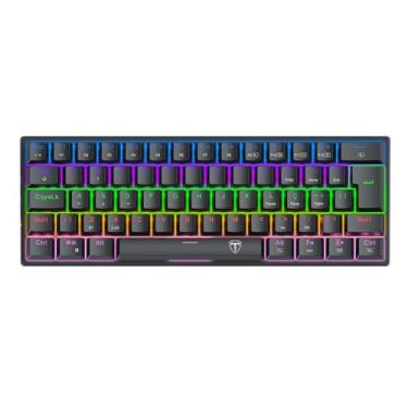 Imagem de Teclado Gamer T-Dagger Arena Pro Iluminação Rainbow Preto 60% Switch Marrom T-TGK321PRO-BR PT