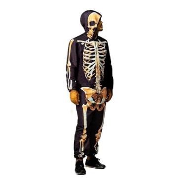 Imagem de Fantasia Halloween Caveira Esqueleto Adulto Com Máscara - Preto - GG