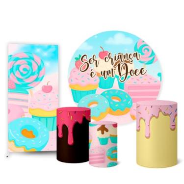 Imagem de Trio Capas Cilindro + Painel 1,50m + Painel Lateral Dia das Crianças (K2CRI0003)