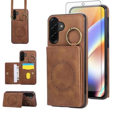Imagem de Asuwish Capa carteira compatível com Samsung Galaxy A56 5G e protetor de tela, alça de ombro transversal, fivela anel, suporte para cartão, suporte magnético para carro, capa para celular para A 56