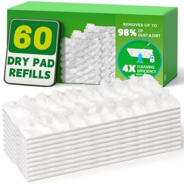 Imagem de ciAmore Recargas de esfregão a seco, compatível com vassoura Swiffer, almofadas descartáveis para limpeza e limpeza de piso, 60 unidades