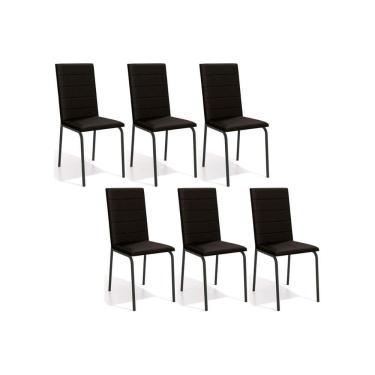 Imagem de Cadeira de Cozinha Amsterdã C091PRF Aço Kit 6 Un Preto Fosco/Corano Preto 110 - Kappesberg