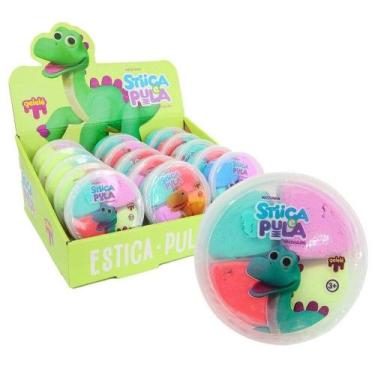 Imagem de Massinha de Modelar 20g Estica e Pula Dinossauro - Tudo em Caixa