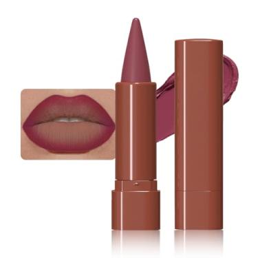 Imagem de BINGBRUSH Conjunto de delineador labial e batom gradiente 2 em 1, lápis labial fosco de longa duração à prova d'água com ponta de cone, giz de cera à prova de manchas para contorno ombré impecável