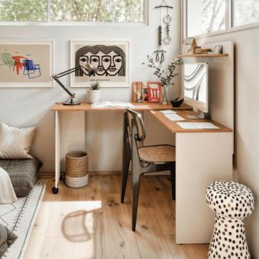 Imagem de Escrivaninha para escritorio em L Algarve off freijo - Mais de Casa