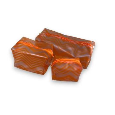 Imagem de Kit 3 Nécessaire Plástico Laranja - DaniBordados, Laranja