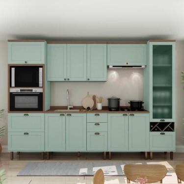 Imagem de Armário De Cozinha Comp Genialflex Iluminata Ayla Verde Mint