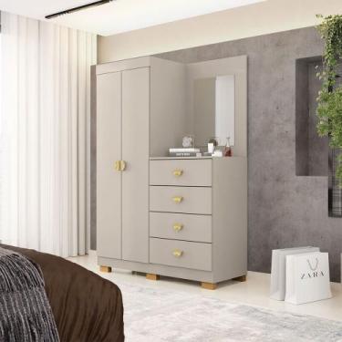 Imagem de Cômoda Roupeiro Allure 4 Gavetas 1 Espelho 2 Portas com Prateleiras MD
