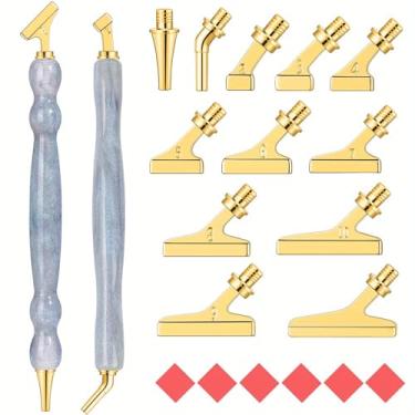 Imagem de Caneta de pintura de diamante alternativa para artesanato DIY, 2 peças de acessórios de pintura de diamante de combinação de resina, 12 peças de ponta de caneta de liga com design de 45° Wish 6
