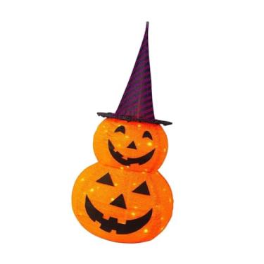 Imagem de IEUDNS Decoração de abóbora de Halloween, lanterna, fácil de usar, acessórios criativos para jardim, festival, interno e externo, decoração leve de Halloween, Chapéu Roxo