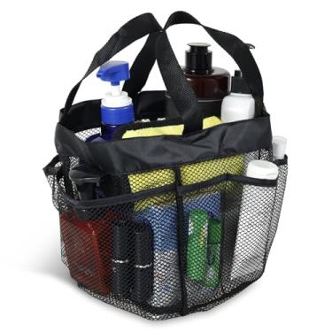 Imagem de Bolsa de chuveiro de malha, bolsa de banho portátil independente, bolsa de higiene de grande capacidade de secagem rápida com bolsos de armazenamento de 8/9 para dormitório universitário, banheiro