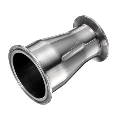 Imagem de PATIKIL Encaixe redutor de encaixe sanitário, tubo de aço inoxidável 304 de 2-1/5.1 cm OD x 1-3/10.2 cm tubo OD 6.3 cm Tri Sanitary Clam 77,5 mm x 5.1 cm Flange de virola Tri Sanitária 64 mm, prata