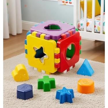 Imagem de Brinquedo Educativo Cubo de Encaixe Kendy, Para Desenvolvimento Infantil, com Formas Geométricas Coloridas