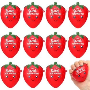 Imagem de Arrowbash 12 Pcs Red Ribbon Week Drug Free Strawberry Stress Balls Red Ribbon Awareness Squeeze Balls Anti Drugs Events Gifts Motivational Relief Stress Globes for Adult Charity Activity Community