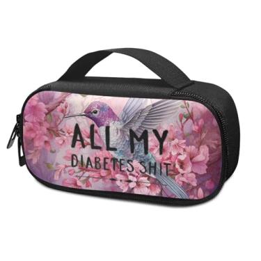 Imagem de GIFTPUZZ Estojo térmico para transporte de frasco de insulina, texto criativo, portátil, resistente à água, organizador para diabéticos, Beija-flor, One Size