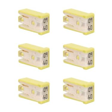 Imagem de Wogomz 6 peças 60A 32V Mini Kit de fusíveis de cartucho automotivo com fenda MCASE, 15 Amp Micro cartucho fusíveis, mini caixa em forma de caixa de baixo perfil ranhurado fusíveis de carro