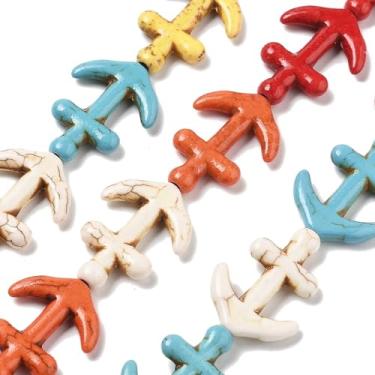 Imagem de Ipotkitt 10 fios sintéticos turquesa âncora contas fios náutico leme marinheiro âncora espaçador contas para artesanato faça você mesmo, joias, pulseira, colar, brincos, chaveiros, decoração de casa a