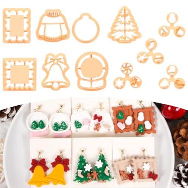 Imagem de Puocaon Cortadores de argila de polímero de Natal – 11 peças, suéter de globo de neve, sino de árvore de Natal, cortadores de argila para brincos, joias, Natal, férias, inverno