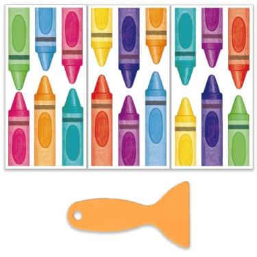 Imagem de OLYCRAFT 3 peças por conjunto de giz de cera coloridos para esfregar em transferências para móveis e artesanato 15 x 30 cm aquarela giz de cera adesivos de transferência de móveis esfregar em decalque