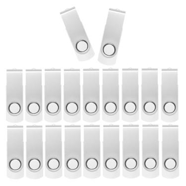 Imagem de Pen drive USB 4 GB, pacote com 20 unidades FEWINA USB 2.0, pendrive de 4 GB, pendrive giratória, para armazenamento e reserva, cor branca, 20 peças, 4 GB