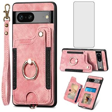 Imagem de Asuwish Capa de telefone para Google Pixel 7 5G capa carteira com protetor de tela de vidro temperado e alça de pulso RFID suporte de cartão de crédito anel acessórios para celular Pixel7 Pixle Seven