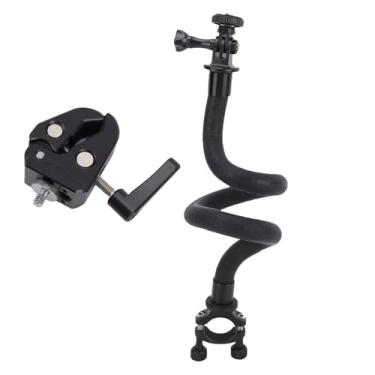 Imagem de Luqeeg Suporte para câmera, suporte de liga de alumínio, suporte flexível de mesa para telefone pescoço de ganso com grampo de mesa e bicicleta para webcam, microfone, câmera de ação, para criadores