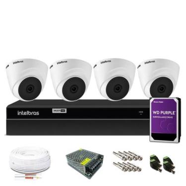 Imagem de Kit 4 Câmeras de Segurança Intelbras Dome 1080p, Com HD Interno 1TB