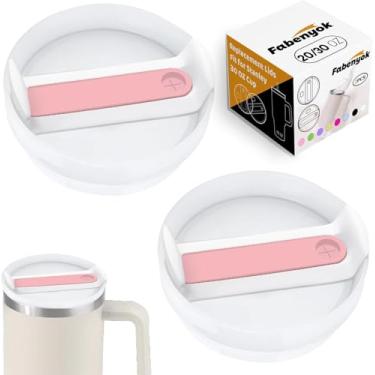 Imagem de Fabenyok Tampa de copo de substituição de 590 ml, 850 g, adequada para Stanley Cup, pacote com 2 tampas de substituição adequadas para Stanley Tumbler H2.0, tampa de copo à prova de derramamento para