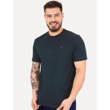 Imagem de Camiseta Calvin Klein Jeans Masculina Egyptian Cotton Rubber Patch Azul Marinho-Masculino