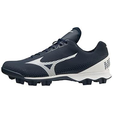 Imagem de Mizuno Tênis de beisebol masculino Wave Lightrevo, Azul-marinho e branco, 45
