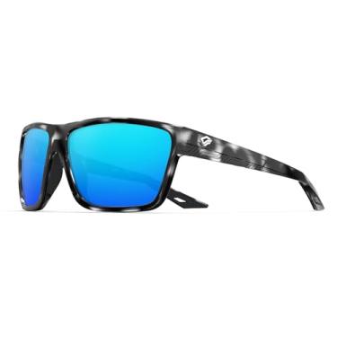 Imagem de TOREGE Óculos de sol esportivos polarizados para homens e mulheres com proteção UV400, armação TR90, ideal para pesca, ciclismo, corrida, condução (Hawksbill Black Ordinary&Ice Blue Lens C3)