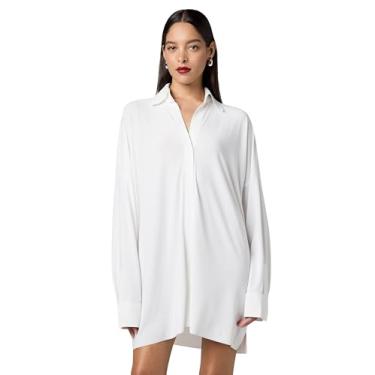 Imagem de Norma Kamali Vestido feminino com gola grande Boyfriend Nk, Branca de Neve, M