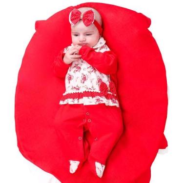 Imagem de Saída de Maternidade Menina Delicada Floral Vermelha 04 Peças - Enxova