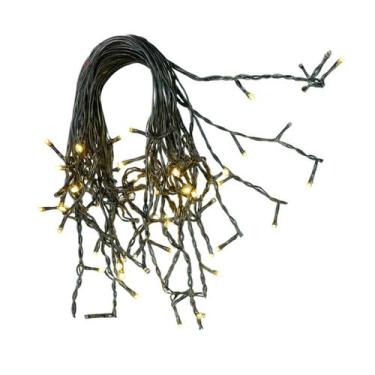 Imagem de Cascata Estrobo 6M 250 LEDs Branco Quente Fio Verde 220V Uso Externo P
