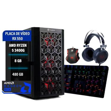Imagem de Pc gamer amd ryzen 5 3400g 8gb ddr4, ssd m2 480gb, rx 550
