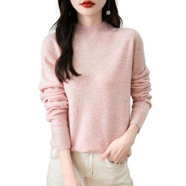 Imagem de Suéter feminino Chanyarn outono/inverno 100% lã merino rosa XL