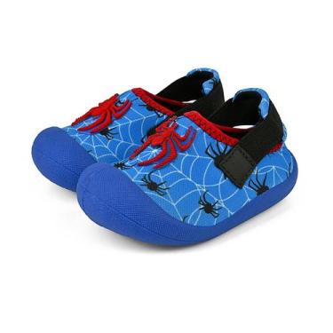 Imagem de Sapatinho Infantil Bebê Menino Babuche Conforto Verão Azul Aranha Gata