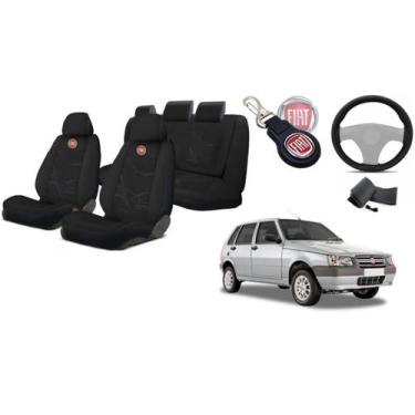Imagem de Kit Elegante Banco Uno 2000-2012: Capas, Volante, Chaveiro - Iron Tech