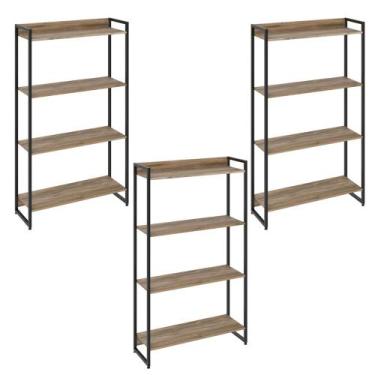 Imagem de Kit 3 Estantes Multiuso Escritório Industrial 4 Prateleiras Areta 145x