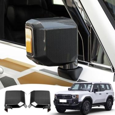 Imagem de Capa de proteção de espelho para Toyota Land Cruiser 250 e 1958 Prado LC250 2024 2025 Ambos os lados Espelho Decorativo Kit Exterior Kit Blackout Upgrade Tuning Supplies Acessórios (estilo texturizado