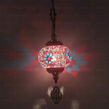 Imagem de 1 Luminária pendente de mosaico de globo de luz, luminária pendente de teto decorativa boêmia para sala de jantar, sala de estar, bar, hotel, lustre de vidro para quarto