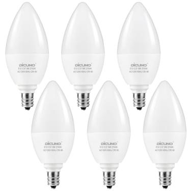 Imagem de DiCUNO Lâmpadas LED E12 Candelabro equivalente a 60 watts, branco quente 2700K, 600LM, lâmpada de vela tipo B de 5W para ventilador de teto e lustre, CRI90, não regulável, pacote com 6