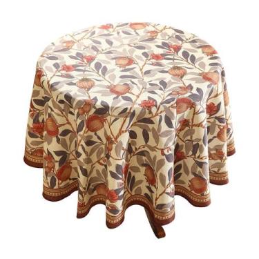 Imagem de Toalha de mesa patdrea Designer Linen pequena redonda de 140 cm de diâ