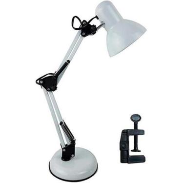 Imagem de Luminária De Mesa Articulável Quarto Trabalho C Garra + Base BRANCO