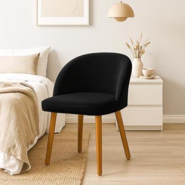 Imagem de Cadeira Lua Slim Decorativa Tecido Veludo Pés Palito - Pétala, PRETO